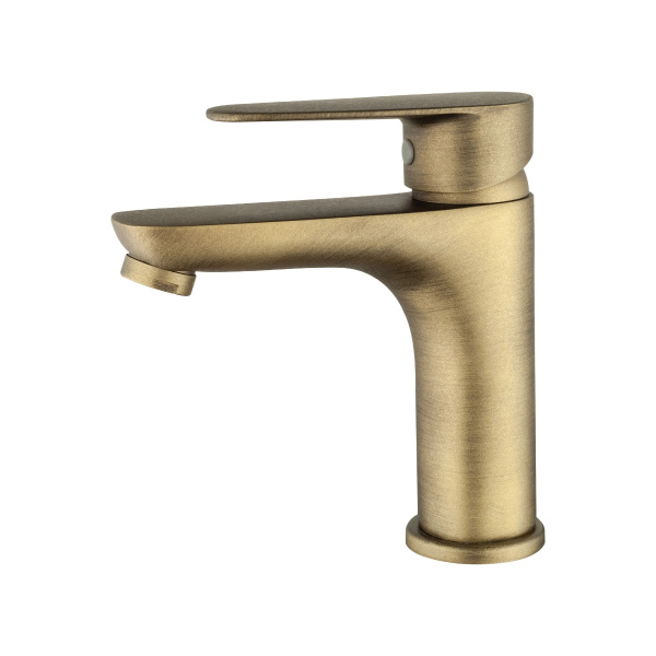 Смеситель для раковины латунь, оружейная сталь, D35, гайка Sanday БЕЗ ПОДВОДОК