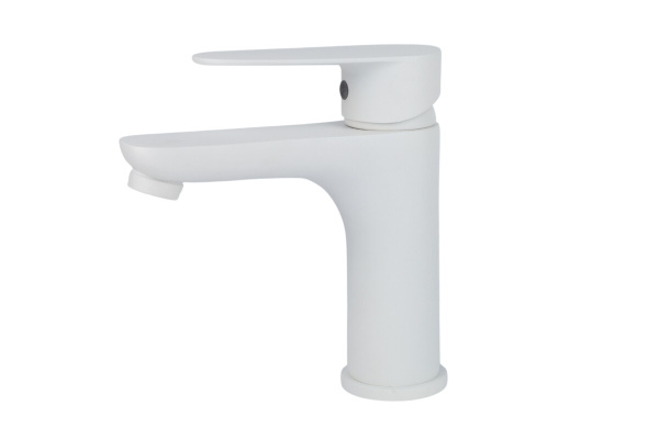 Смеситель для раковины латунь, белый, картридж D35, гайка Sanday БЕЗ ПОДВОДОК