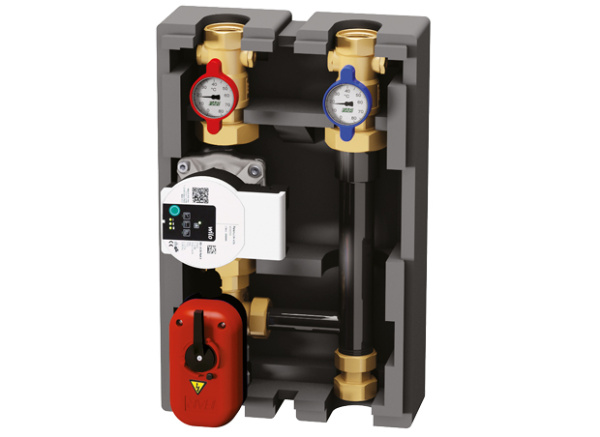 Группа быстрого монтажа 1" со смесительным узлом и сервоприводом БЕЗ НАСОСА (180 мм,в теплоиз.) FAR