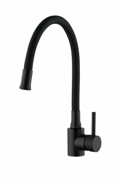 Смеситель для кухни с гибким изливом (высокий,чёрный FRAP