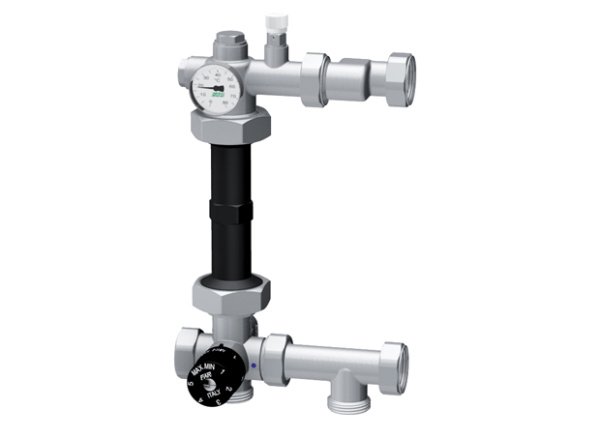 Узел для напольного отопления 1" НР, с термосмесителем 18-55°С (под насос 130 мм) FAR