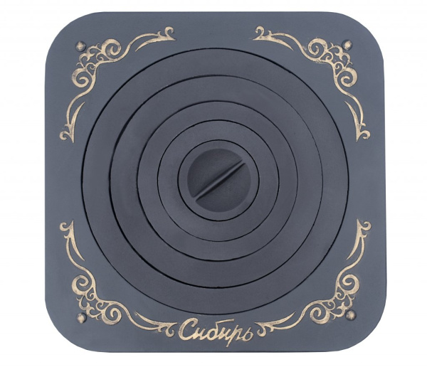 Плита чугунная под казан "Сибирь" с конфорками (520*520)