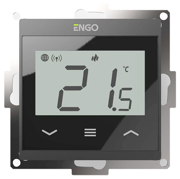 Термостат комнатный ENGO E55 (встраиваемый в рамку, Wi-Fi, программируемый, черный)