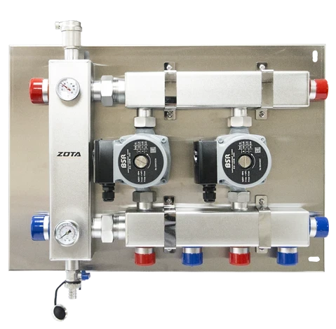 Гидроразделитель с коллектором горизонтальный с 2мя насосами и свободным контуром нерж ZOTA