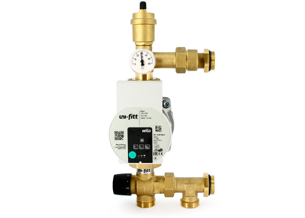 Насосно-смесительный узел 1" НР SOLOMIX (со смесителем, c насосом Wilo PARA RS 25/60 130) UNI-FITT