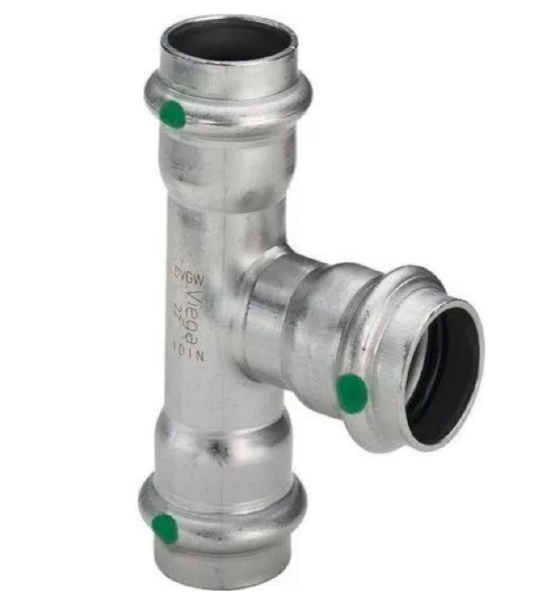 Тройник ред. пресс 18х15х15 (нерж. сталь) VIEGA