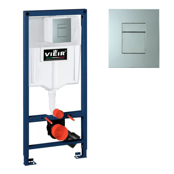 Инсталляция для подвесного унитаза пневматич VIEIR + кнопка ХРОМ VRQ67-5 