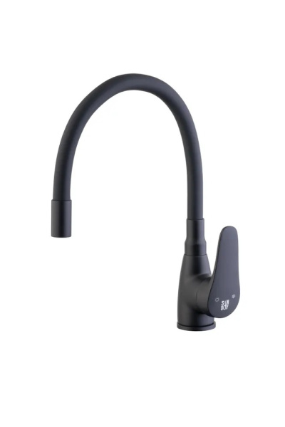 Смеситель для кухни, латунь, картридж D40, гайка, чёрный излив №5 Sanday БЕЗ ПОДВОДОК