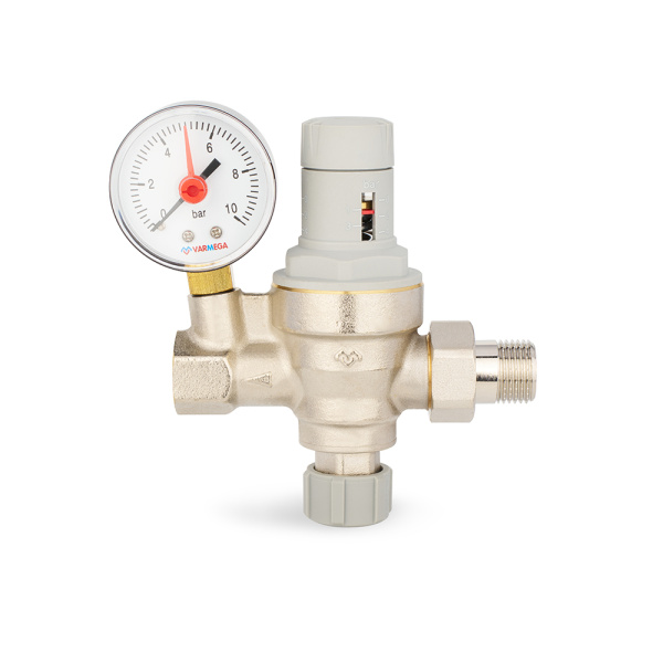 Клапан подпиточный 1/2" НВ (мембранный, с манометром) VARMEGA