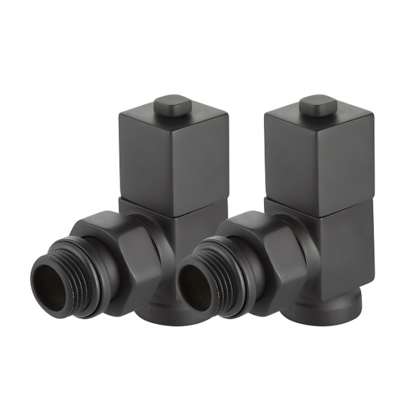Набор дизайн-вентилей CUBE, угловой (черный) 1/2" Royal Thermo