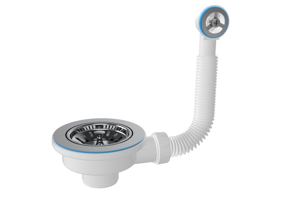 Выпуск для сифона 3 1/2" с круглым переливом, лат. винт 45 мм (для каменной мойки) NOVA Plastic