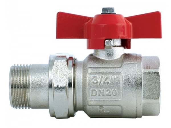 Кран шар.америк. 1" баб.красная ITAP