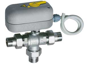 Кран 3-х ходовой 3/4" (американка) шар. моторизованный, 220 В, 8 секунд, (с ручной деблокир.) FAR