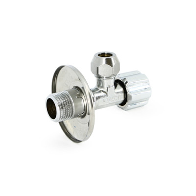 Вентиль Н-обж 1/2" х 10 мм (3/8") для подкл. бачков / смесителей, хром. UNI-FITT