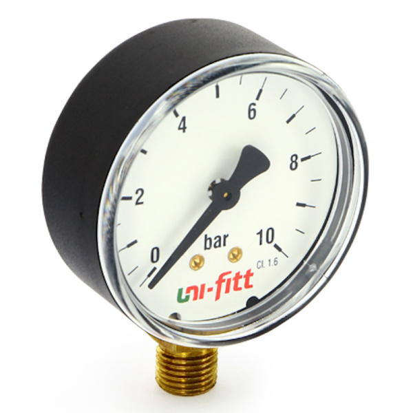 Манометр радиальный 10 бар (диаметр 50 мм, 1/4") UNI-FITT