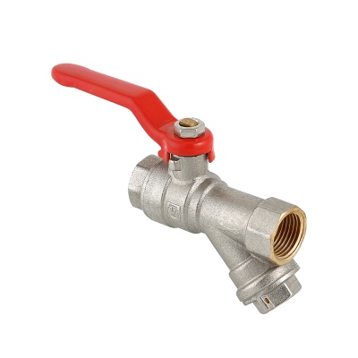 Кран шар.баб. 1/2" ВВ с фильтром красная VALTEC полнопроходной