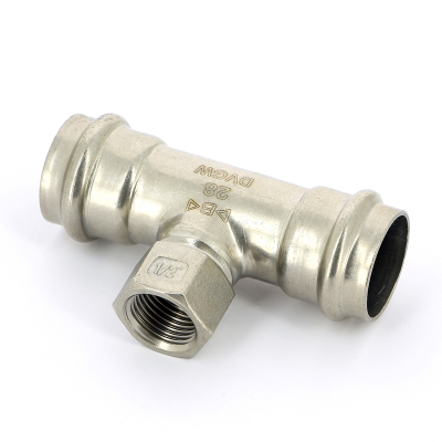 Тройник пресс-В 28х1/2"х28 (нерж. сталь) IBP