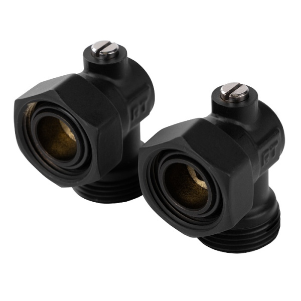 Набор нижнего подключения угловой раздельный 3/4"х3/4" ЕК (черный) Royal Thermo