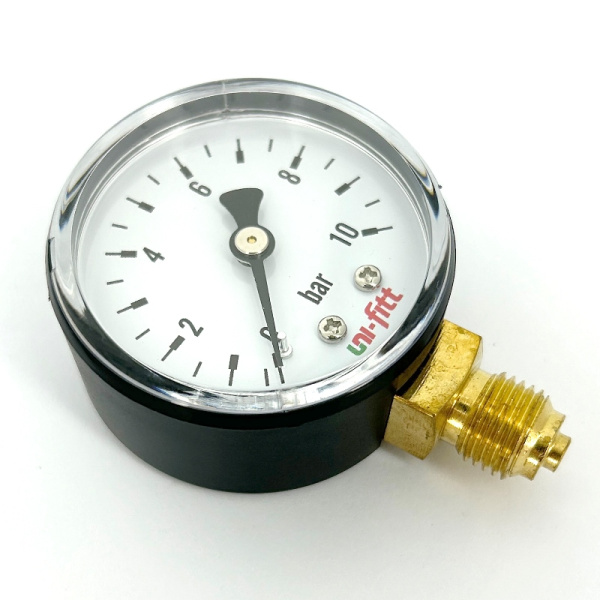 Манометр радиальный 10 бар (диаметр 80 мм, 1/2") UNI-FITT