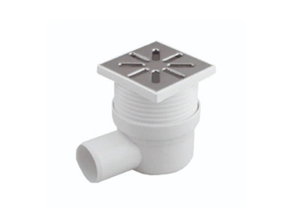 Трап боковой D50 с нерж. реш. 150*150 "сухой" серый Татполимер