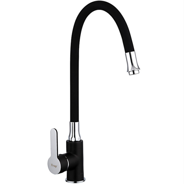 Смеситель для кухни с гибким изливом H42 (высокий, чёрный) FRAP