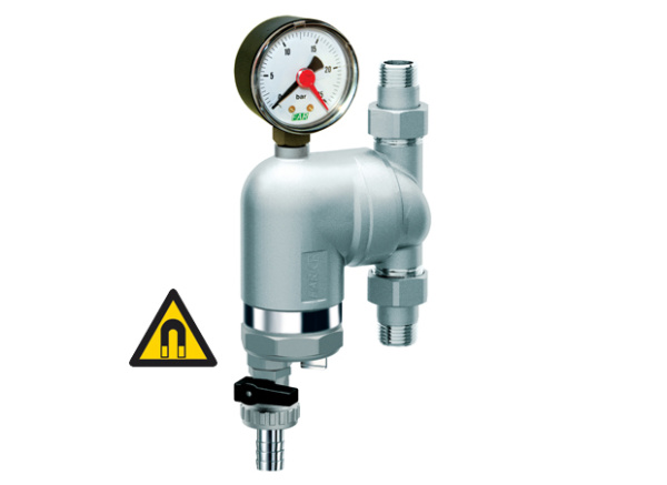 Фильтр (с манометром), 1/2" (американка-американка) (сетка 100 мкм) с повор. соед., с магнит. FAR