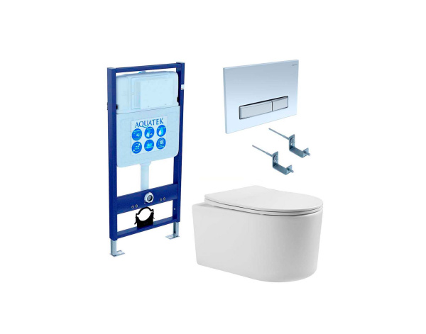 Комплект унитаз МИЯ с инсталляцией AQUATEK Standart (комплект крепления в комплекте)