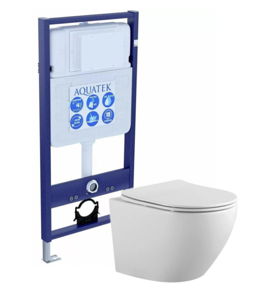 Комплект унитаз ЕВРОПА AQ1901-00 с инсталляцией AQUATEK Standart + кнопка KDI-0000070