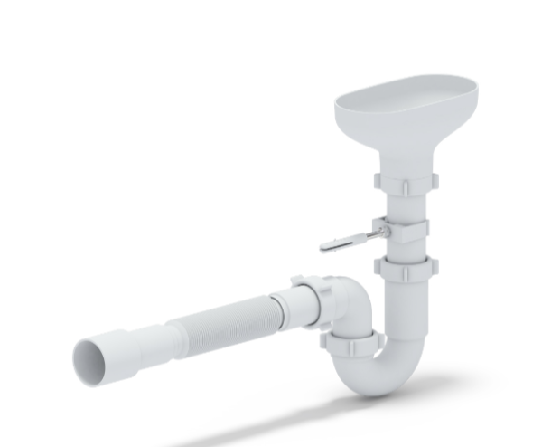 Сифон трубный Р-образный (1 1/2"х40мм) для разрыва потока/струи с овальной (170ммх85мм) воронкой