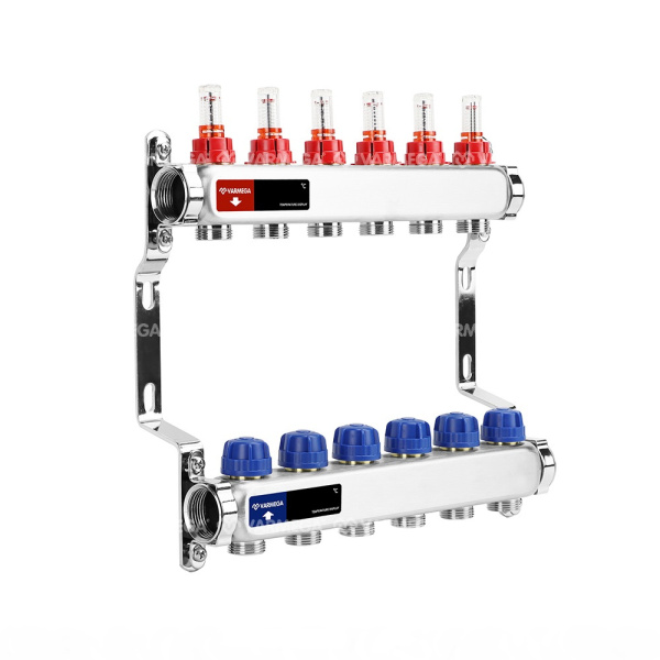 Коллекторная группа (c расходомерами) 6 выходов 1"x3/4"ЕК VARMEGA