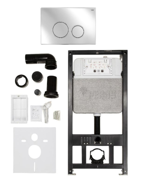 Инсталляция для подвесного унитаза РЕХАУ NOVAFLOW с круглыми клавишами пластик, белый, глянцевый