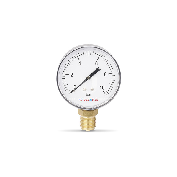 Манометр радиальный 10 бар (диаметр 80 мм, 1/2") VARMEGA