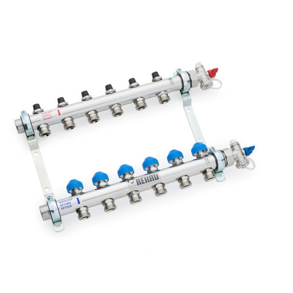 Коллекторная группа HKV (без расходомеров) 8 выходов 1"x3/4"ЕК REHAU