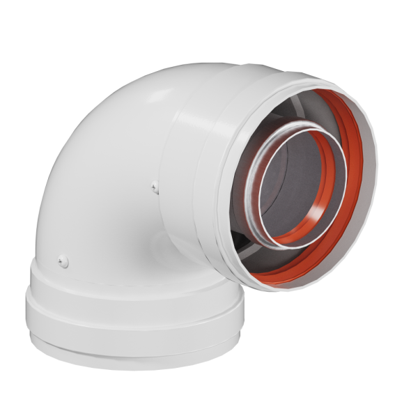 Отвод коаксиальный 60/100 90 гр. (мама/мама) KRATS