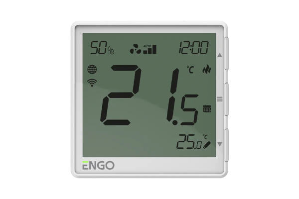 Термостат комнатный ENGO EFAN (встраиваемый, Wi-Fi, программируемый, белый)