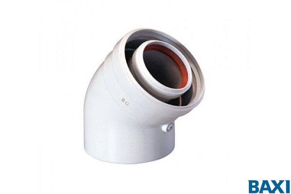 Отвод BAXI 45 град.диам. 125/80 мм  HT