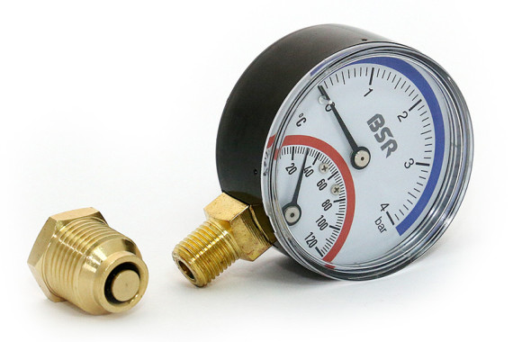 Термоманометр BSR 120C 4бар, 1/2, D63, аксиальный