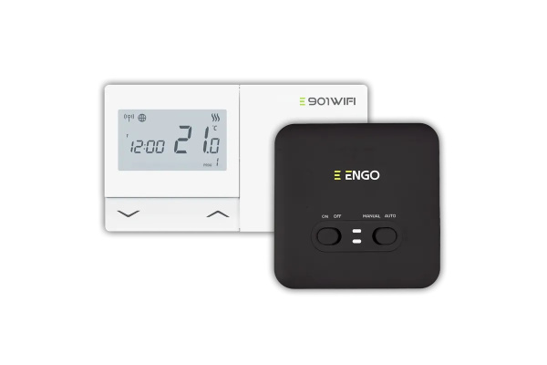 Термостат комнатный ENGO (беспроводной, Wi-Fi, программируемый, 2xAA, белый)