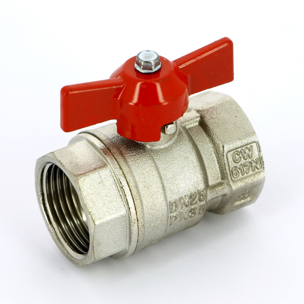 Кран шар.баб. 1" ВВ красная UNI-FITT Vivo (вывод)