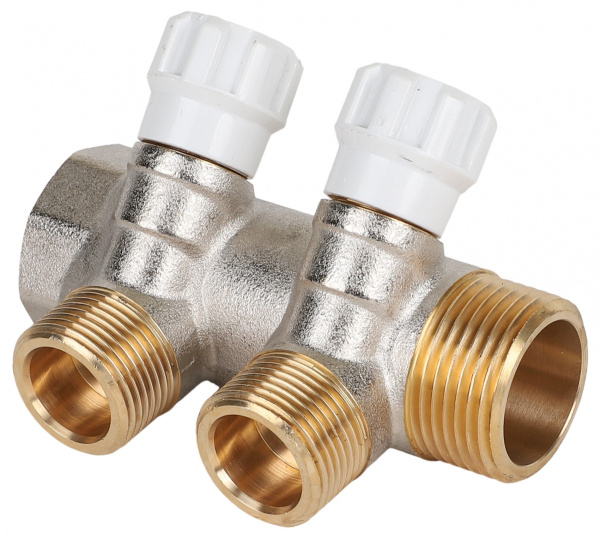 Коллектор НВ 1"x3/4"ЕК (с вентилями, никел.) 2 выхода MVI