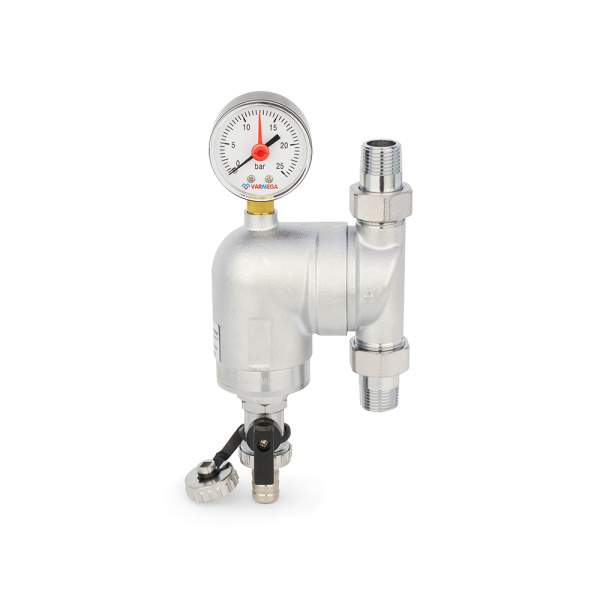 Фильтр промывной, поворотный 1/2" НР с манометром (с разъемным соединением) VARMEGA