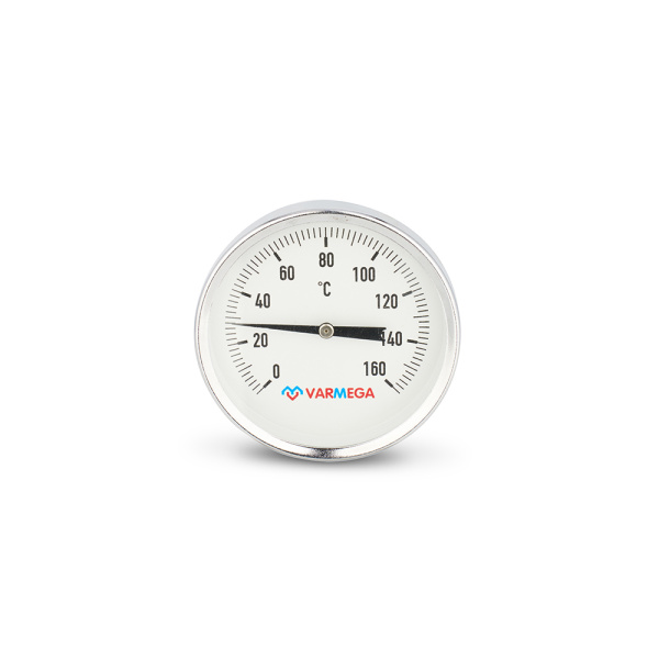Термометр аксиальный 80 мм, 160°С (длина гильзы 75 мм) погружной VARMEGA