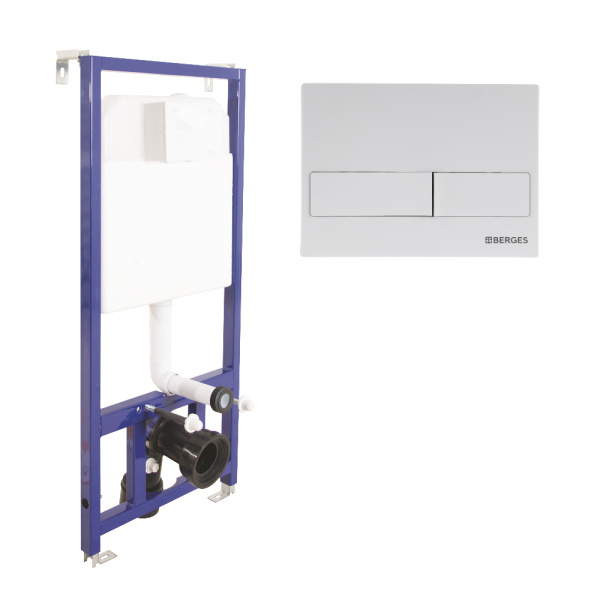 Инсталляция для подвесного унитаза NOVUM кнопка L1 белая 040211 BERGES