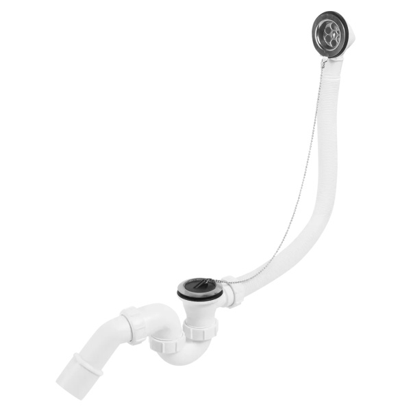 Слив-перелив L=368 х 34 мм, нерж. реш., пробкой и цеп., выход 40/50 мм