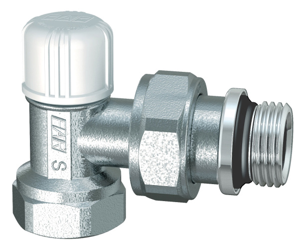 Вентиль запорный, угловой, ВР 1/2" с прокладкой из EPDM FAR