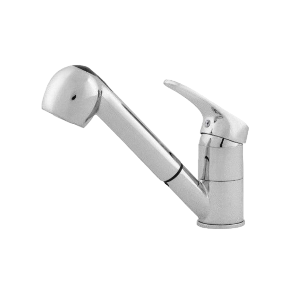 Смеситель с выдвижной лейкой, латунь, хром, картридж D40, шпилька  Sanday 