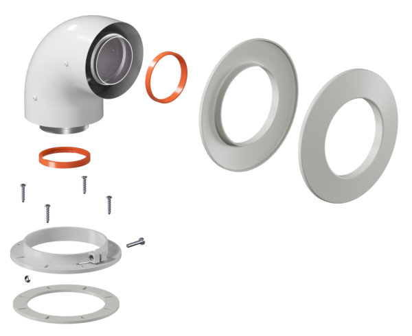 Отвод коаксиальный 60/100 стартовый (фланец) KRATS