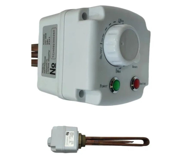 ТЭН 3,0 кВт в сборе с терморегулятором (медн., 360 мм, 1 1/2") Santermo