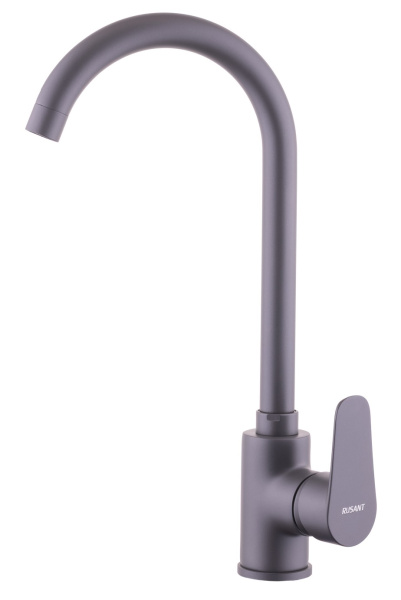 Смеситель для кухни,латунь,графит,картридж D35, гайка RUSANT