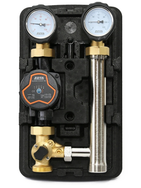 Насосная группа DN25 (с трехходовым, с насосом EcoRING III 25-60 L=180 в теплоизоляции) ZOTA